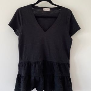 Altar'd State Black Short-Sleeve Peplum Top